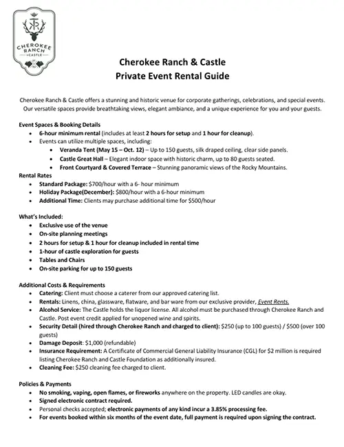 event rental guidelines